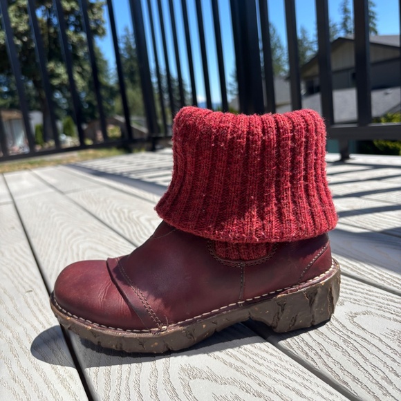 Women's El Naturalista Yggdrasil Red Leather Fold Over Sock Shoes Boots Size 6 - Picture 3 of 11